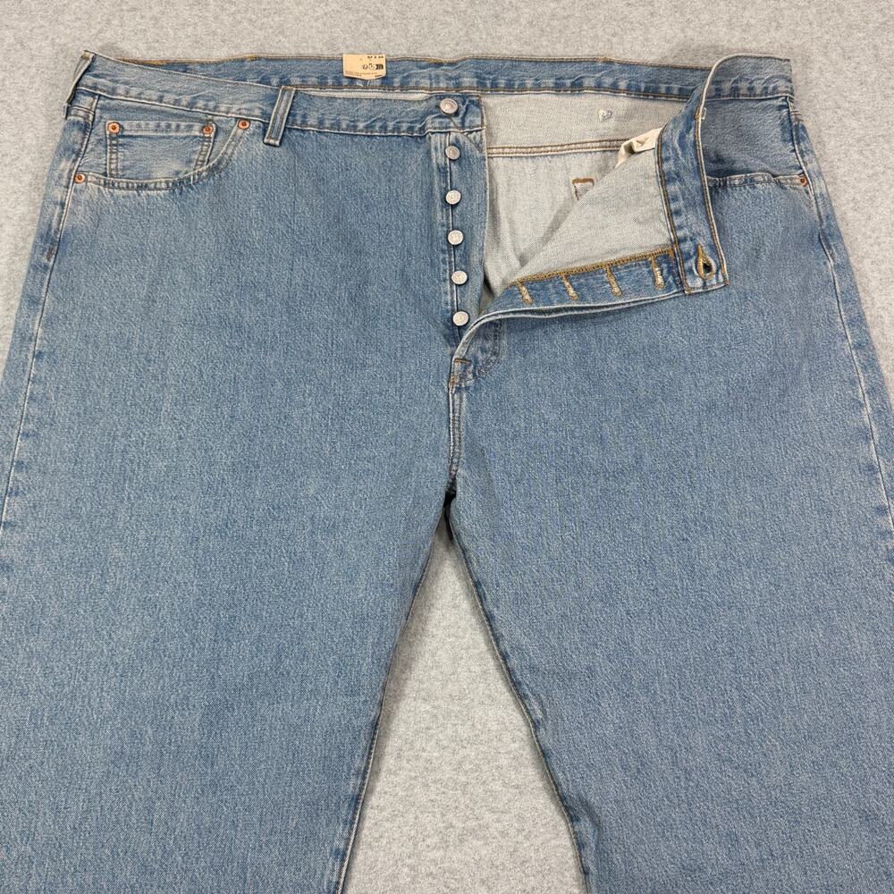 Levi's 501 Mens Jeans Big & Tall 52x34 Light Wash Denim Button Fly NWT Irregular